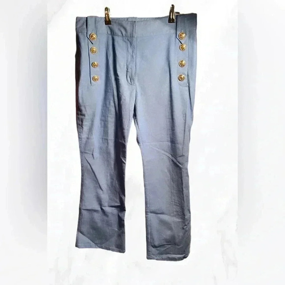 Derek Lam 10  Crosby baby blue stylish Robertson Sailor Crop a Trousers pant 12 - Picture 2 of 6